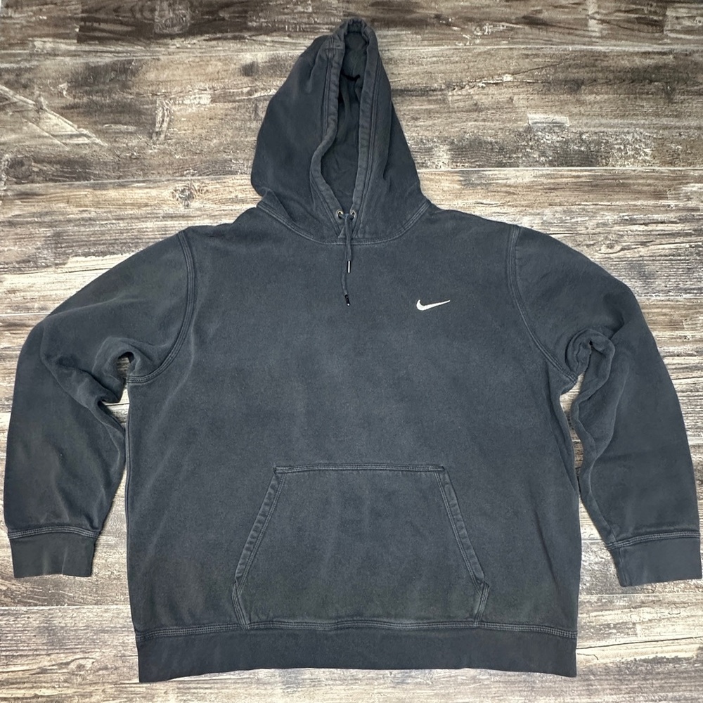 Nike Club Fleece Hoodie XXL – Washed Black Vintage Fade Swoosh Pullover